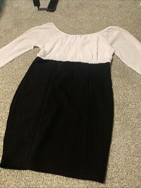 Two-Tone Black and White Sheath Dress